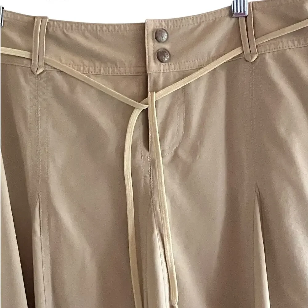 Athleta Whatever Pleated Skort Skirt w/Shorts Khaki Tan Tie Belt 8 Tennis - Picture 2 of 10